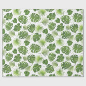 緑スタイリッシュの熱帯葉模様 ラッピングペーパー (フラット)