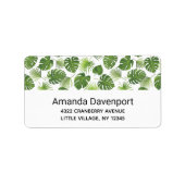 緑スタイリッシュの熱帯葉模様 ラベル (正面)