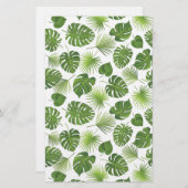 緑スタイリッシュの熱帯葉模様 便箋 (正面/裏面)