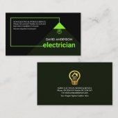 緑スタイリッシュの電気技師の電源ケーブルランプシェード 名刺 (正面/裏面)