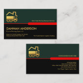 緑スタイリッシュの黒層金ゴールドホームトラック移動 名刺 (正面/裏面)