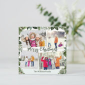 緑スタイリッシュエレガント4フォトコラージュクリスマス シーズンカード (スタンド正面)
