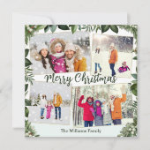 緑スタイリッシュエレガント4フォトコラージュクリスマス シーズンカード (正面)