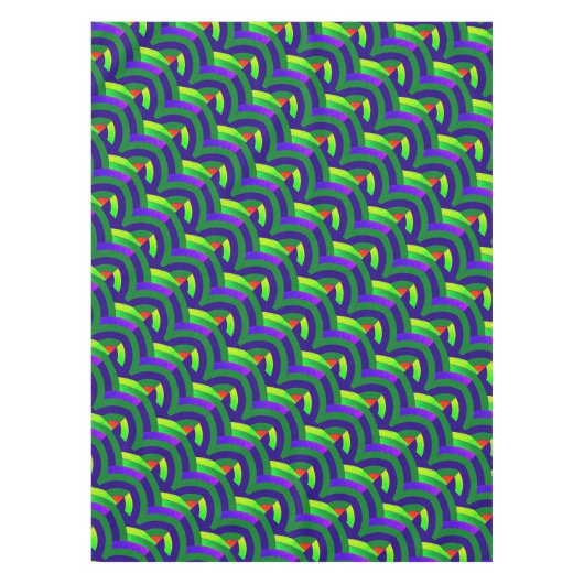 緑スタイリッシュコンテンポラリー/青チェロン テーブルクロス (正面)