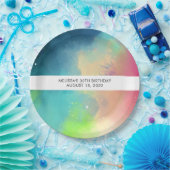 緑スタイリッシュモダン星雲の水色抽象芸術 ペーパープレート (パーティー)