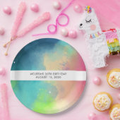 緑スタイリッシュモダン星雲の水色抽象芸術 ペーパープレート (パーティー)