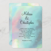 緑スタイリッシュモダン星雲の水色抽象芸術 招待状 (正面/裏面)