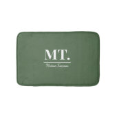 緑スタイリッシュモノグモダンラムイニシャルと名前 バスマット (正面)