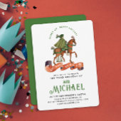 緑スタイリッシュ中世の貴族の騎士王室の馬 招待状