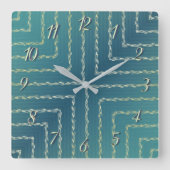 緑スタイリッシュ幾何学壁時計 スクエア壁時計 (正面)