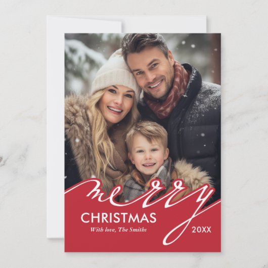 緑スタイリッシュ文字ハッピーホリデー シーズンカード (正面)