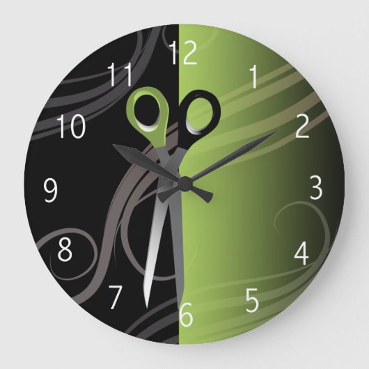 緑スタイリッシュ毛サロン時計 ラージ壁時計 (正面)