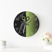 緑スタイリッシュ毛サロン時計 ラージ壁時計 (ホーム)