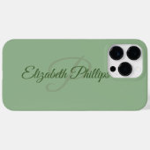 緑スタイリッシュ無地のイニシャル文字モノグラム Case-Mate iPhoneケース (裏面 (横))