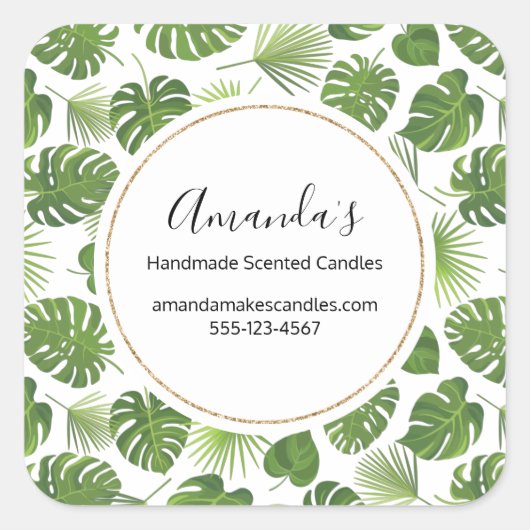 緑スタイリッシュ熱帯葉型事業 スクエアシール (正面)