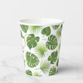 緑スタイリッシュ熱帯葉型誕生日 紙コップ (左)
