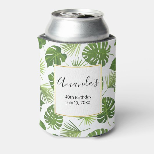 緑スタイリッシュ熱帯葉型誕生日 缶クーラー (缶裏面)