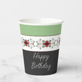 緑スタイリッシュ白黒 紙コップ