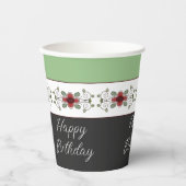 緑スタイリッシュ白黒 紙コップ (正面)