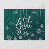 緑スタイリッシュ、銀、雪、クリスマス ポストカード (正面)