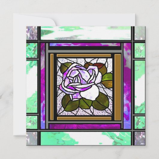 緑ステンドグラスクピンクデコバラカード シーズンカード (正面)