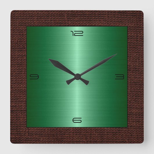 緑ステンレス鋼モダンバ縁どープ スクエア壁時計 (正面)