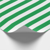 緑ストライプと白の縦型のパターン ラッピングペーパー (角)