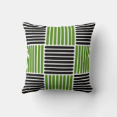 緑ストライプと黒の模様の枕 クッション (裏面)