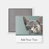 緑ストライプのの目の虎猫 マグネット (正面/裏面)