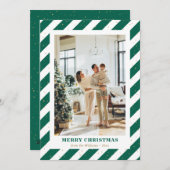 緑ストライプのクリスマスカード シーズンカード (正面/裏面)