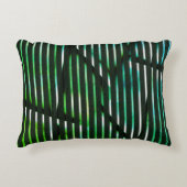 緑ストライプの汚れた抽象デザイン アクセントクッション (正面)