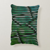 緑ストライプの汚れた抽象デザイン アクセントクッション (裏面(縦))