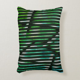緑ストライプの汚れた抽象デザイン アクセントクッション