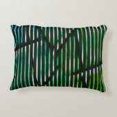 緑ストライプの汚れた抽象デザイン アクセントクッション (裏面)