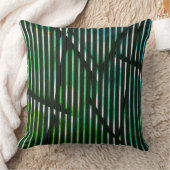 緑ストライプの汚れた抽象デザイン クッション (ブランケット)