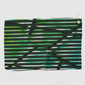 緑ストライプの汚れた抽象デザイン ゴルフタオル (横)