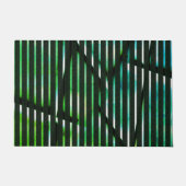 緑ストライプの汚れた抽象デザイン ドアマット (正面)