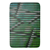 緑ストライプの汚れた抽象デザイン バスマット (正面縦)