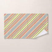 緑ストライプ灰色オレンジピンク バスタオルセット (ハンドタオル)