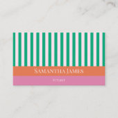 緑ストライプ色カラフルオレンジ 名刺 (正面)