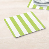 緑ストライプ色、白ストライプ色、パタストライプのーン スクエアペーパーコースター (アングル)