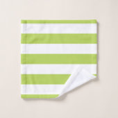 緑ストライプ色、白ストライプ色、パタストライプのーン バスタオルセット (ウォッシュタオル)