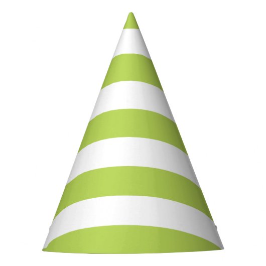 緑ストライプ色、白ストライプ色、パタストライプのーン パーティーハット (正面)