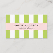 緑ストライプ色、白ストライプ色、パタストライプのーン 名刺 (正面)