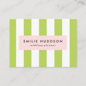 緑ストライプ色、白ストライプ色、パタストライプのーン 名刺 (正面)