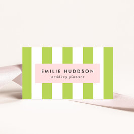 緑ストライプ色、白ストライプ色、パタストライプのーン 名刺