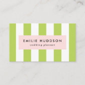 緑ストライプ色、白ストライプ色、パタストライプのーン 名刺 (正面)
