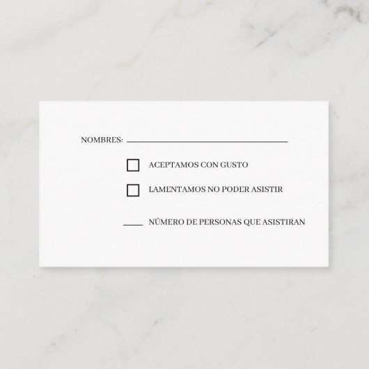 緑スペインのの結婚式RSVPカード エンクロージャーカード (裏面)