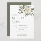 緑スペインのの結婚木 招待状 (正面/裏面)