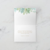 緑スペインの色の青い緑の水彩折り畳み  サンキューカード (内部)